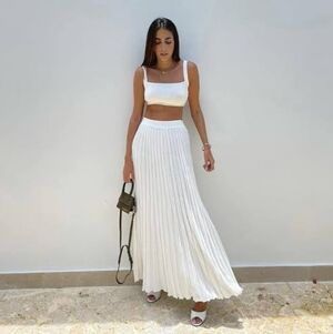 NWT Dissh ada off white knit midi skirt L